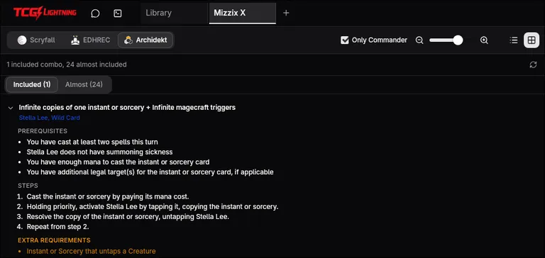 Automatic combo detection with Archidekt Combo Spellbook