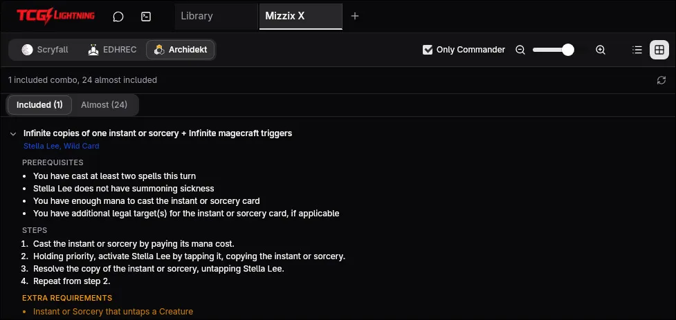 Automatic combo detection with Archidekt Combo Spellbook