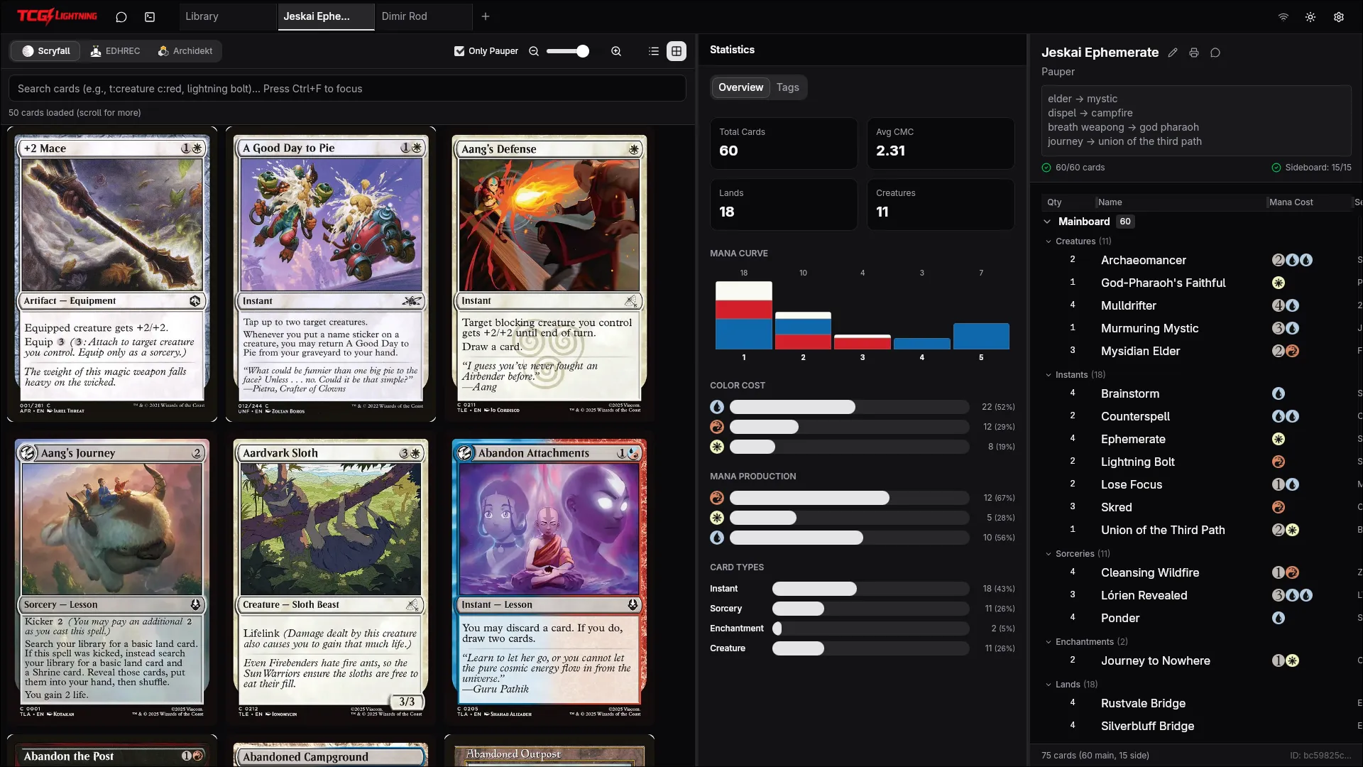 Build your deck — Scryfall search and Statistics